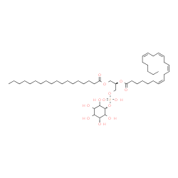 ChemSpider 2D Image | (2R)-1-[(Hydroxy{[(1s,3R)-2,3,4,5,6-pentahydroxycyclohexyl]oxy}phosphoryl)oxy]-3-(stearoyloxy)-2-propanyl (7Z,10Z,13Z,16Z)-7,10,13,16-docosatetraenoate | C49H87O13P