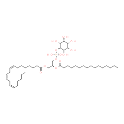 ChemSpider 2D Image | (2R)-3-[(Hydroxy{[(1s,3R)-2,3,4,5,6-pentahydroxycyclohexyl]oxy}phosphoryl)oxy]-2-(palmitoyloxy)propyl (8Z,11Z,14Z)-8,11,14-icosatrienoate | C45H81O13P