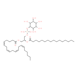 ChemSpider 2D Image | (2R)-3-[(Hydroxy{[(1s,3R)-2,3,4,5,6-pentahydroxycyclohexyl]oxy}phosphoryl)oxy]-2-(palmitoyloxy)propyl (5Z,8Z,11Z,14Z)-5,8,11,14-icosatetraenoate | C45H79O13P
