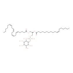 ChemSpider 2D Image | (2R)-3-[(Hydroxy{[(1s,3R)-2,3,4,5,6-pentahydroxycyclohexyl]oxy}phosphoryl)oxy]-2-[(11Z)-11-octadecenoyloxy]propyl (5Z,8Z,11Z,14Z)-5,8,11,14-icosatetraenoate | C47H81O13P