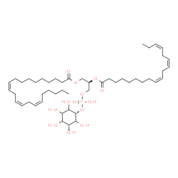 ChemSpider 2D Image | (2R)-3-[(Hydroxy{[(1s,3R)-2,3,4,5,6-pentahydroxycyclohexyl]oxy}phosphoryl)oxy]-2-[(9Z,12Z,15Z)-9,12,15-octadecatrienoyloxy]propyl (10Z,13Z,16Z)-10,13,16-docosatrienoate | C49H83O13P