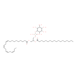 ChemSpider 2D Image | (2R)-3-[(Hydroxy{[(1s,3R)-2,3,4,5,6-pentahydroxycyclohexyl]oxy}phosphoryl)oxy]-2-(stearoyloxy)propyl (10Z,13Z,16Z,19Z)-10,13,16,19-docosatetraenoate | C49H87O13P