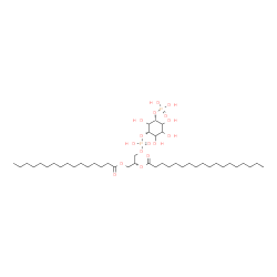 ChemSpider 2D Image | (2R)-1-[(Hydroxy{[(1S,5R)-2,3,4,6-tetrahydroxy-5-(phosphonooxy)cyclohexyl]oxy}phosphoryl)oxy]-3-(palmitoyloxy)-2-propanyl stearate | C43H84O16P2