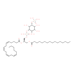 ChemSpider 2D Image | (2R)-1-[(Hydroxy{[(1S,5R)-2,3,4,6-tetrahydroxy-5-(phosphonooxy)cyclohexyl]oxy}phosphoryl)oxy]-3-(palmitoyloxy)-2-propanyl (5Z,8Z,11Z,14Z)-5,8,11,14-icosatetraenoate | C45H80O16P2
