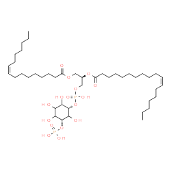 ChemSpider 2D Image | (2R)-1-[(9Z)-9-Hexadecenoyloxy]-3-[(hydroxy{[(1S,5R)-2,3,4,6-tetrahydroxy-5-(phosphonooxy)cyclohexyl]oxy}phosphoryl)oxy]-2-propanyl (11Z)-11-octadecenoate | C43H80O16P2