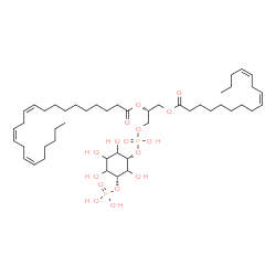 ChemSpider 2D Image | (2R)-1-[(9Z,12Z)-9,12-Hexadecadienoyloxy]-3-[(hydroxy{[(1S,5R)-2,3,4,6-tetrahydroxy-5-(phosphonooxy)cyclohexyl]oxy}phosphoryl)oxy]-2-propanyl (10Z,13Z,16Z)-10,13,16-docosatrienoate | C47H82O16P2