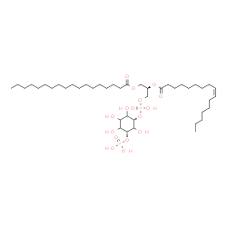 ChemSpider 2D Image | (2R)-2-[(9Z)-9-Hexadecenoyloxy]-3-[(hydroxy{[(1S,5R)-2,3,4,6-tetrahydroxy-5-(phosphonooxy)cyclohexyl]oxy}phosphoryl)oxy]propyl stearate | C43H82O16P2
