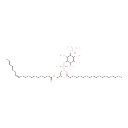 ChemSpider 2D Image | (2R)-3-[(Hydroxy{[(1S,5R)-2,3,4,6-tetrahydroxy-5-(phosphonooxy)cyclohexyl]oxy}phosphoryl)oxy]-2-(stearoyloxy)propyl (11Z)-11-octadecenoate | C45H86O16P2