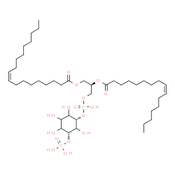 ChemSpider 2D Image | (2R)-2-[(9Z)-9-Hexadecenoyloxy]-3-[(hydroxy{[(1S,5R)-2,3,4,6-tetrahydroxy-5-(phosphonooxy)cyclohexyl]oxy}phosphoryl)oxy]propyl (9Z)-9-octadecenoate | C43H80O16P2