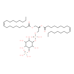 ChemSpider 2D Image | (2R)-3-[(Hydroxy{[(1S,5R)-2,3,4,6-tetrahydroxy-5-(phosphonooxy)cyclohexyl]oxy}phosphoryl)oxy]-1,2-propanediyl (9Z,9'Z)bis(-9-octadecenoate) | C45H84O16P2
