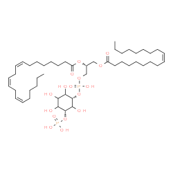 ChemSpider 2D Image | (2R)-1-[(Hydroxy{[(1S,5R)-2,3,4,6-tetrahydroxy-5-(phosphonooxy)cyclohexyl]oxy}phosphoryl)oxy]-3-[(9Z)-9-octadecenoyloxy]-2-propanyl (8Z,11Z,14Z)-8,11,14-icosatrienoate | C47H84O16P2
