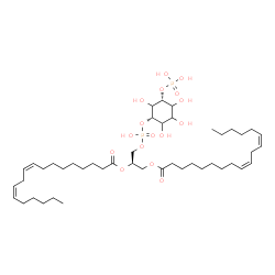 ChemSpider 2D Image | (2R)-3-[(Hydroxy{[(1S,5R)-2,3,4,6-tetrahydroxy-5-(phosphonooxy)cyclohexyl]oxy}phosphoryl)oxy]-1,2-propanediyl (9Z,12Z,9'Z,12'Z)bis(-9,12-octadecadienoate) | C45H80O16P2