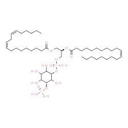ChemSpider 2D Image | (2R)-1-[(Hydroxy{[(1S,5R)-2,3,4,6-tetrahydroxy-5-(phosphonooxy)cyclohexyl]oxy}phosphoryl)oxy]-3-[(9Z,12Z)-9,12-octadecadienoyloxy]-2-propanyl (11Z)-11-icosenoate | C47H86O16P2