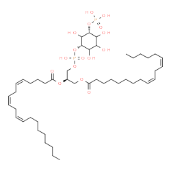 ChemSpider 2D Image | (2R)-1-[(Hydroxy{[(1S,5R)-2,3,4,6-tetrahydroxy-5-(phosphonooxy)cyclohexyl]oxy}phosphoryl)oxy]-3-[(9Z,12Z)-9,12-octadecadienoyloxy]-2-propanyl (5Z,8Z,11Z)-5,8,11-icosatrienoate | C47H82O16P2