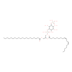ChemSpider 2D Image | (2R)-3-[(Hydroxy{[(1S,5R)-2,3,4,6-tetrahydroxy-5-(phosphonooxy)cyclohexyl]oxy}phosphoryl)oxy]-2-[(9Z,12Z)-9,12-octadecadienoyloxy]propyl icosanoate | C47H88O16P2
