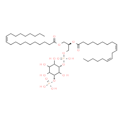 ChemSpider 2D Image | (2R)-3-[(Hydroxy{[(1S,5R)-2,3,4,6-tetrahydroxy-5-(phosphonooxy)cyclohexyl]oxy}phosphoryl)oxy]-2-[(9Z,12Z)-9,12-octadecadienoyloxy]propyl (11Z)-11-icosenoate | C47H86O16P2