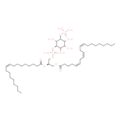 ChemSpider 2D Image | (2R)-3-[(Hydroxy{[(1S,5R)-2,3,4,6-tetrahydroxy-5-(phosphonooxy)cyclohexyl]oxy}phosphoryl)oxy]-2-[(9Z)-9-octadecenoyloxy]propyl (5Z,8Z,11Z)-5,8,11-icosatrienoate | C47H84O16P2