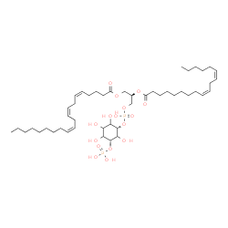ChemSpider 2D Image | (2R)-3-[(Hydroxy{[(1S,5R)-2,3,4,6-tetrahydroxy-5-(phosphonooxy)cyclohexyl]oxy}phosphoryl)oxy]-2-[(9Z,12Z)-9,12-octadecadienoyloxy]propyl (5Z,8Z,11Z)-5,8,11-icosatrienoate | C47H82O16P2