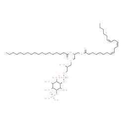 ChemSpider 2D Image | (2S)-3-{(2R)-2-Hydroxy-3-[(hydroxy{[(1S,5R)-2,3,4,6-tetrahydroxy-5-(phosphonooxy)cyclohexyl]oxy}phosphoryl)oxy]propoxy}-2-(stearoyloxy)propyl (8Z,11Z,14Z)-8,11,14-icosatrienoate | C50H92O18P2