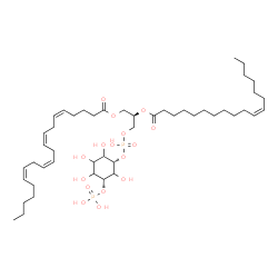 ChemSpider 2D Image | (2R)-3-[(Hydroxy{[(1S,5R)-2,3,4,6-tetrahydroxy-5-(phosphonooxy)cyclohexyl]oxy}phosphoryl)oxy]-2-[(11Z)-11-octadecenoyloxy]propyl (5Z,8Z,11Z,14Z)-5,8,11,14-icosatetraenoate | C47H82O16P2
