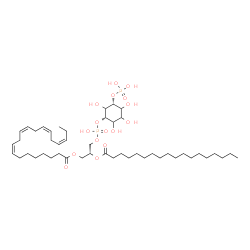 ChemSpider 2D Image | (2R)-3-[(Hydroxy{[(1S,5R)-2,3,4,6-tetrahydroxy-5-(phosphonooxy)cyclohexyl]oxy}phosphoryl)oxy]-2-(stearoyloxy)propyl (8Z,11Z,14Z,17Z)-8,11,14,17-icosatetraenoate | C47H84O16P2