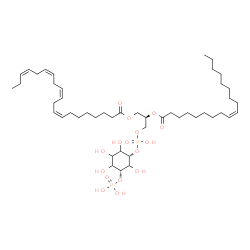 ChemSpider 2D Image | (2R)-3-[(Hydroxy{[(1S,5R)-2,3,4,6-tetrahydroxy-5-(phosphonooxy)cyclohexyl]oxy}phosphoryl)oxy]-2-[(9Z)-9-octadecenoyloxy]propyl (8Z,11Z,14Z,17Z)-8,11,14,17-icosatetraenoate | C47H82O16P2