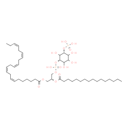 ChemSpider 2D Image | (2R)-3-[(Hydroxy{[(1S,5R)-2,3,4,6-tetrahydroxy-5-(phosphonooxy)cyclohexyl]oxy}phosphoryl)oxy]-2-(palmitoyloxy)propyl (7Z,10Z,13Z,16Z,19Z)-7,10,13,16,19-docosapentaenoate | C47H82O16P2