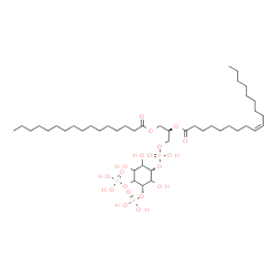 ChemSpider 2D Image | (2R)-1-[(Hydroxy{[(1S,5S)-2,3,6-trihydroxy-4,5-bis(phosphonooxy)cyclohexyl]oxy}phosphoryl)oxy]-3-(palmitoyloxy)-2-propanyl (9Z)-9-octadecenoate | C43H83O19P3