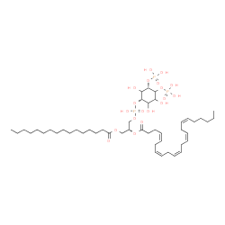 ChemSpider 2D Image | (2R)-1-[(Hydroxy{[(1S,5S)-2,3,6-trihydroxy-4,5-bis(phosphonooxy)cyclohexyl]oxy}phosphoryl)oxy]-3-(palmitoyloxy)-2-propanyl (4Z,7Z,10Z,13Z,16Z)-4,7,10,13,16-docosapentaenoate | C47H83O19P3