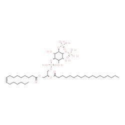 ChemSpider 2D Image | (2R)-1-[(9Z)-9-Hexadecenoyloxy]-3-[(hydroxy{[(1S,5S)-2,3,6-trihydroxy-4,5-bis(phosphonooxy)cyclohexyl]oxy}phosphoryl)oxy]-2-propanyl stearate | C43H83O19P3