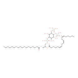 ChemSpider 2D Image | (2R)-1-[(Hydroxy{[(1S,5S)-2,3,6-trihydroxy-4,5-bis(phosphonooxy)cyclohexyl]oxy}phosphoryl)oxy]-3-(stearoyloxy)-2-propanyl (6Z,9Z,12Z)-6,9,12-octadecatrienoate | C45H83O19P3