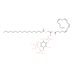 ChemSpider 2D Image | (2R)-1-[(Hydroxy{[(1S,5S)-2,3,6-trihydroxy-4,5-bis(phosphonooxy)cyclohexyl]oxy}phosphoryl)oxy]-3-(stearoyloxy)-2-propanyl (5Z,8Z,11Z,14Z)-5,8,11,14-icosatetraenoate | C47H85O19P3