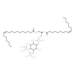 ChemSpider 2D Image | (2R)-2-[(9Z)-9-Hexadecenoyloxy]-3-[(hydroxy{[(1S,5S)-2,3,6-trihydroxy-4,5-bis(phosphonooxy)cyclohexyl]oxy}phosphoryl)oxy]propyl (11Z)-11-octadecenoate | C43H81O19P3