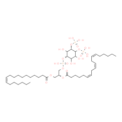 ChemSpider 2D Image | (2R)-1-[(Hydroxy{[(1S,5S)-2,3,6-trihydroxy-4,5-bis(phosphonooxy)cyclohexyl]oxy}phosphoryl)oxy]-3-[(11Z)-11-octadecenoyloxy]-2-propanyl (6Z,9Z,12Z)-6,9,12-octadecatrienoate | C45H81O19P3