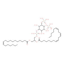 ChemSpider 2D Image | (2R)-1-[(Hydroxy{[(1S,5S)-2,3,6-trihydroxy-4,5-bis(phosphonooxy)cyclohexyl]oxy}phosphoryl)oxy]-3-[(11Z)-11-octadecenoyloxy]-2-propanyl (8Z,11Z,14Z)-8,11,14-icosatrienoate | C47H85O19P3