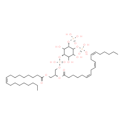 ChemSpider 2D Image | (2R)-1-[(Hydroxy{[(1S,5S)-2,3,6-trihydroxy-4,5-bis(phosphonooxy)cyclohexyl]oxy}phosphoryl)oxy]-3-[(9Z)-9-octadecenoyloxy]-2-propanyl (6Z,9Z,12Z)-6,9,12-octadecatrienoate | C45H81O19P3