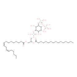 ChemSpider 2D Image | (2R)-3-[(Hydroxy{[(1S,5S)-2,3,6-trihydroxy-4,5-bis(phosphonooxy)cyclohexyl]oxy}phosphoryl)oxy]-2-(palmitoyloxy)propyl (9Z,12Z)-9,12-octadecadienoate | C43H81O19P3