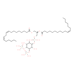 ChemSpider 2D Image | (2R)-3-[(Hydroxy{[(1S,5S)-2,3,6-trihydroxy-4,5-bis(phosphonooxy)cyclohexyl]oxy}phosphoryl)oxy]-2-[(11Z)-11-octadecenoyloxy]propyl (9Z,12Z)-9,12-octadecadienoate | C45H83O19P3