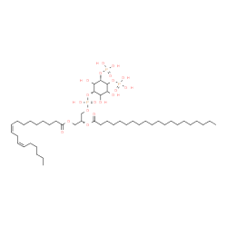 ChemSpider 2D Image | (2R)-1-[(Hydroxy{[(1S,5S)-2,3,6-trihydroxy-4,5-bis(phosphonooxy)cyclohexyl]oxy}phosphoryl)oxy]-3-[(9Z,12Z)-9,12-octadecadienoyloxy]-2-propanyl icosanoate | C47H89O19P3