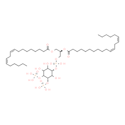 ChemSpider 2D Image | (2R)-1-[(Hydroxy{[(1S,5S)-2,3,6-trihydroxy-4,5-bis(phosphonooxy)cyclohexyl]oxy}phosphoryl)oxy]-3-[(9Z,12Z)-9,12-octadecadienoyloxy]-2-propanyl (11Z,14Z)-11,14-icosadienoate | C47H85O19P3