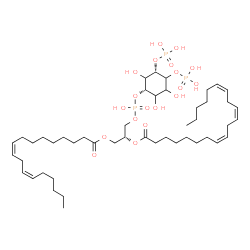 ChemSpider 2D Image | (2R)-1-[(Hydroxy{[(1S,5S)-2,3,6-trihydroxy-4,5-bis(phosphonooxy)cyclohexyl]oxy}phosphoryl)oxy]-3-[(9Z,12Z)-9,12-octadecadienoyloxy]-2-propanyl (8Z,11Z,14Z)-8,11,14-icosatrienoate | C47H83O19P3