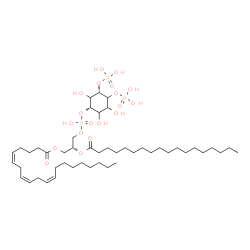 ChemSpider 2D Image | (2R)-3-[(Hydroxy{[(1S,5S)-2,3,6-trihydroxy-4,5-bis(phosphonooxy)cyclohexyl]oxy}phosphoryl)oxy]-2-(stearoyloxy)propyl (5Z,8Z,11Z)-5,8,11-icosatrienoate | C47H87O19P3