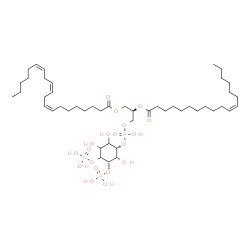 ChemSpider 2D Image | (2R)-3-[(Hydroxy{[(1S,5S)-2,3,6-trihydroxy-4,5-bis(phosphonooxy)cyclohexyl]oxy}phosphoryl)oxy]-2-[(11Z)-11-octadecenoyloxy]propyl (8Z,11Z,14Z)-8,11,14-icosatrienoate | C47H85O19P3