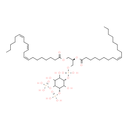 ChemSpider 2D Image | (2R)-3-[(Hydroxy{[(1S,5S)-2,3,6-trihydroxy-4,5-bis(phosphonooxy)cyclohexyl]oxy}phosphoryl)oxy]-2-[(9Z)-9-octadecenoyloxy]propyl (8Z,11Z,14Z)-8,11,14-icosatrienoate | C47H85O19P3
