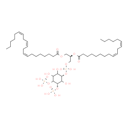 ChemSpider 2D Image | (2R)-3-[(Hydroxy{[(1S,5S)-2,3,6-trihydroxy-4,5-bis(phosphonooxy)cyclohexyl]oxy}phosphoryl)oxy]-2-[(9Z,12Z)-9,12-octadecadienoyloxy]propyl (8Z,11Z,14Z)-8,11,14-icosatrienoate | C47H83O19P3