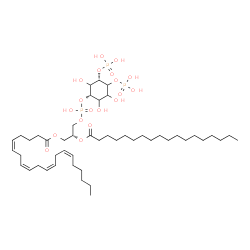 ChemSpider 2D Image | (2R)-3-[(Hydroxy{[(1S,5S)-2,3,6-trihydroxy-4,5-bis(phosphonooxy)cyclohexyl]oxy}phosphoryl)oxy]-2-(stearoyloxy)propyl (5Z,8Z,11Z,14Z)-5,8,11,14-icosatetraenoate | C47H85O19P3