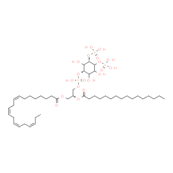 ChemSpider 2D Image | (2R)-3-[(Hydroxy{[(1S,5S)-2,3,6-trihydroxy-4,5-bis(phosphonooxy)cyclohexyl]oxy}phosphoryl)oxy]-2-(palmitoyloxy)propyl (8Z,11Z,14Z,17Z)-8,11,14,17-icosatetraenoate | C45H81O19P3