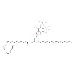 ChemSpider 2D Image | (2R)-3-[(Hydroxy{[(1S,5S)-2,3,6-trihydroxy-4,5-bis(phosphonooxy)cyclohexyl]oxy}phosphoryl)oxy]-2-(palmitoyloxy)propyl (10Z,13Z,16Z)-10,13,16-docosatrienoate | C47H87O19P3