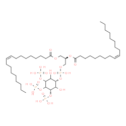 ChemSpider 2D Image | (2R)-3-{[{[(3S)-2,6-Dihydroxy-3,4,5-tris(phosphonooxy)cyclohexyl]oxy}(hydroxy)phosphoryl]oxy}-1,2-propanediyl (9Z,9'Z)bis(-9-octadecenoate) | C45H86O22P4