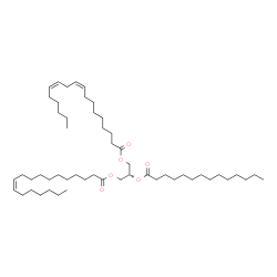 ChemSpider 2D Image | TG(18:1(11Z)/14:0/18:2(9Z,12Z))[iso3] | C53H96O6